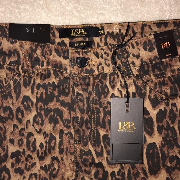 L&B Leopard Print Denim Mini Skirt NWT Size 14 - Picture 5 of 5